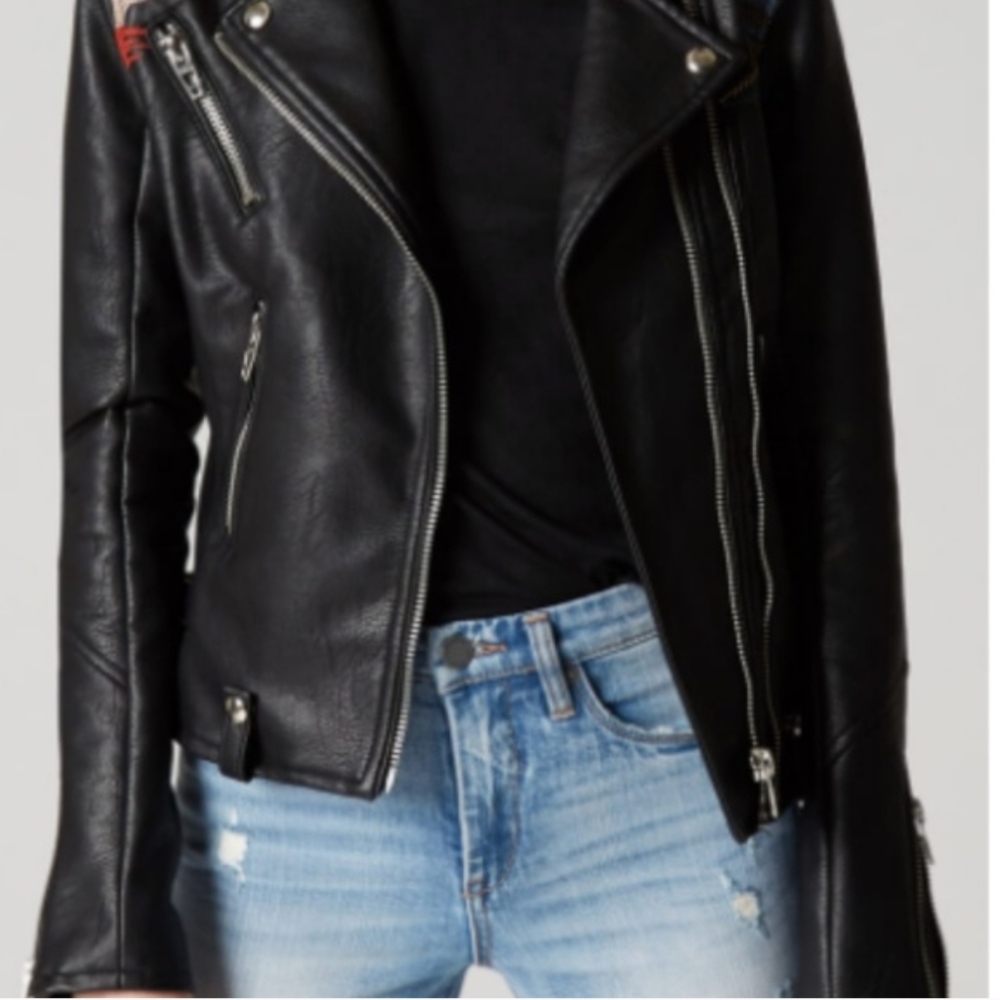 Blank NYC Vegan Leather Palm Tree Embroider Jacket XS - Picture 3 of 12